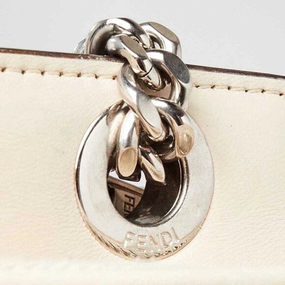 Fendi White Quilted Lambskin Leather Dotcom Click Small Shoulder Bag - 8BN299 - Picture 9 of 12